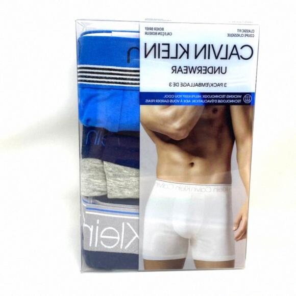 💖MEGA SALE💖Calvin Klein Classic Boxer Briefs Blue Grey NB2730903 Men's Pack 3 - Picture 6 of 9
